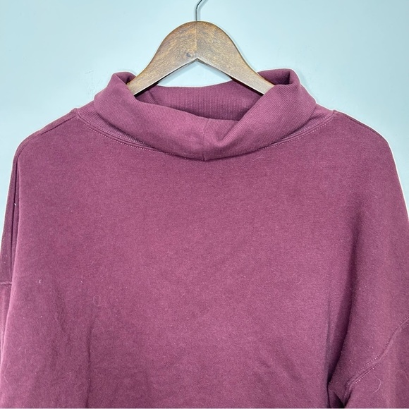Z Supply Oversized Sweatshirt Mock Turtleneck Relaxed Fit Maroon Large - Picture 5 of 9